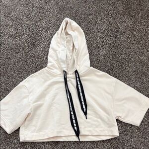 Alo Yoga Crop Cream Hoodie Top